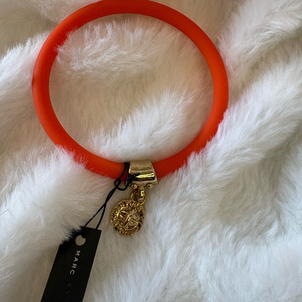 Marc Jacobs Vibrant Orange Bracelet with Gold Charm